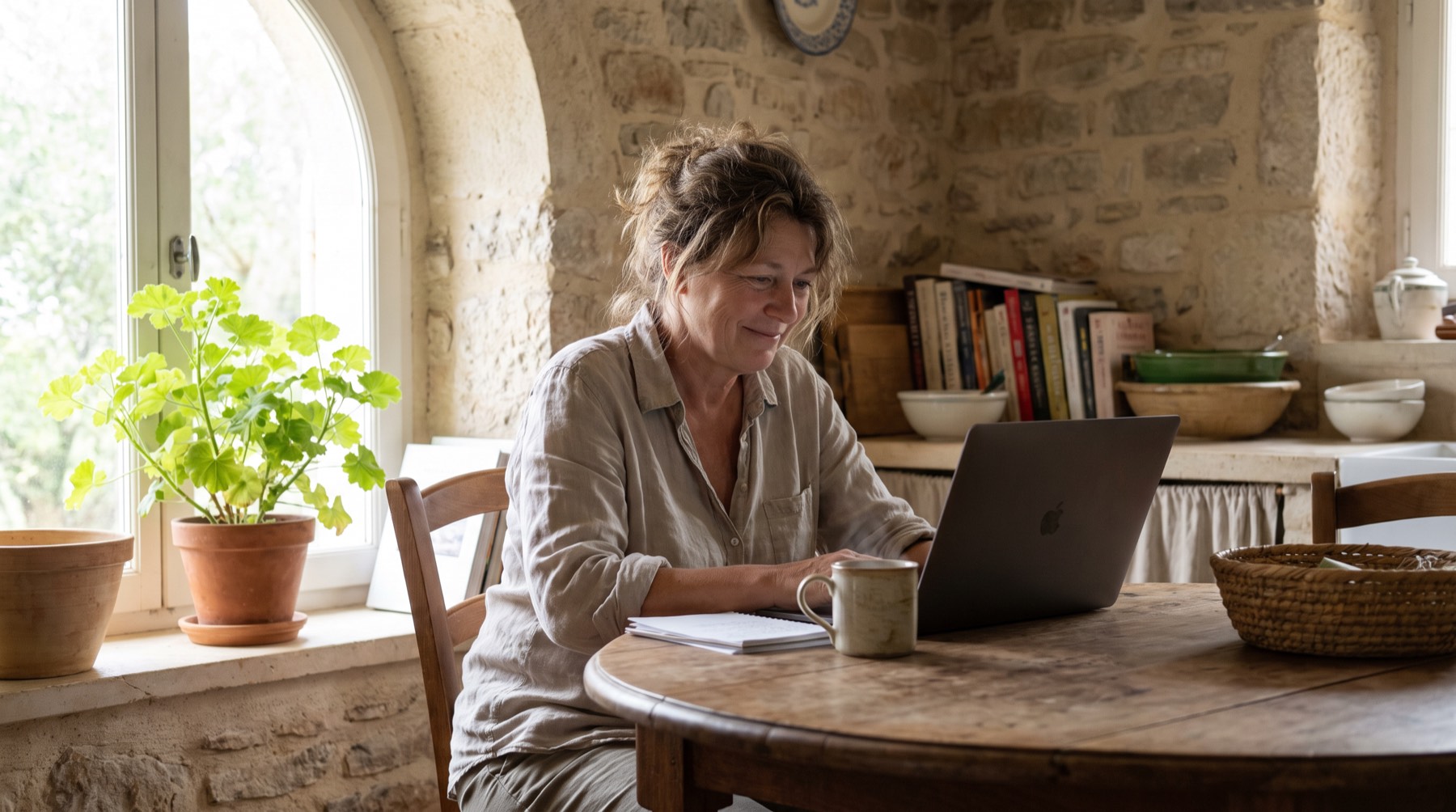 Persona revisando su energía tranquilamente en casa